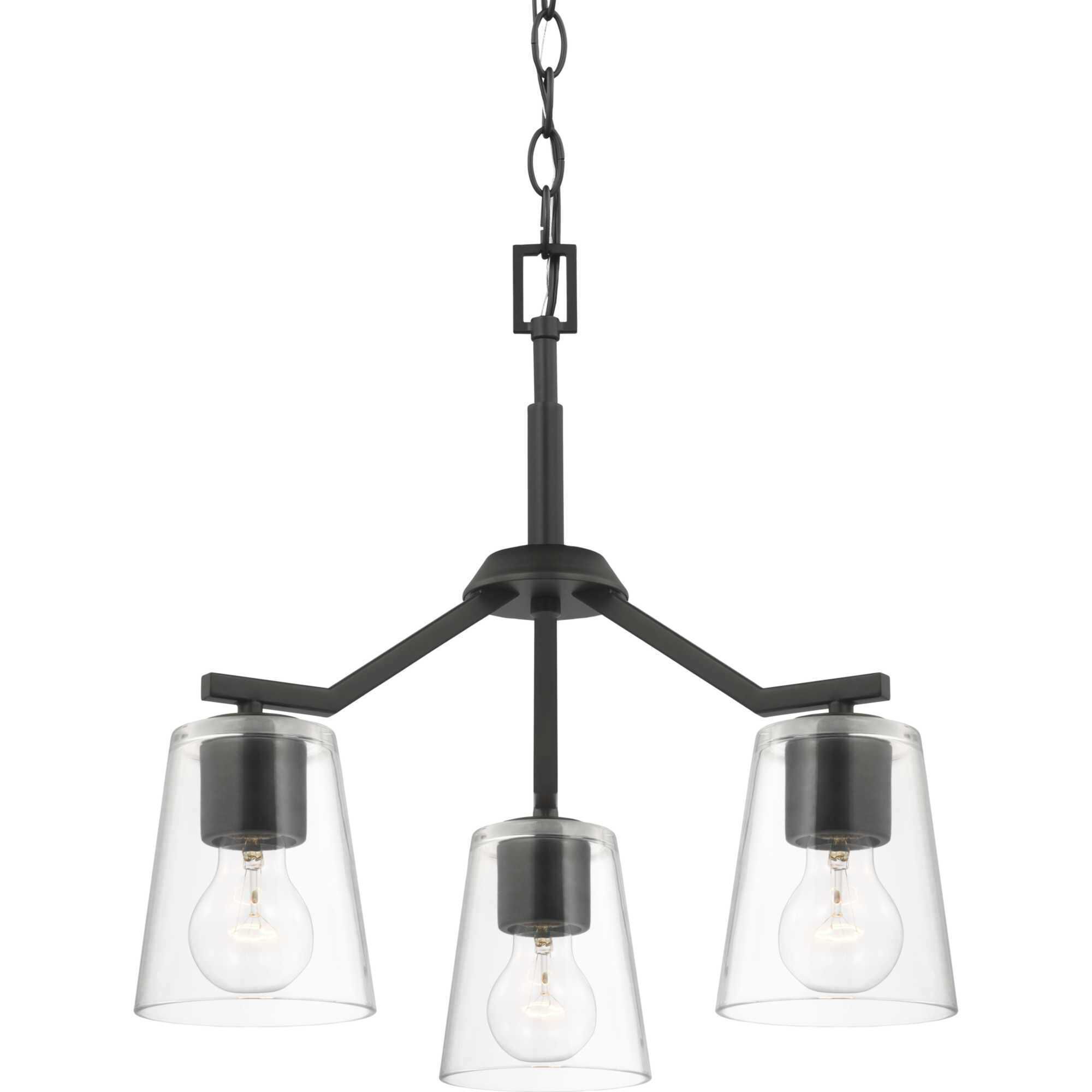 Vertex 3 Light 18 inch Matte Black Convertible Chandelier Ceiling Light