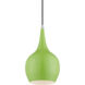 Andes 1 Light 7.75 inch Shiny Apple Green with Polished Chrome Accents Mini Pendant Ceiling Light