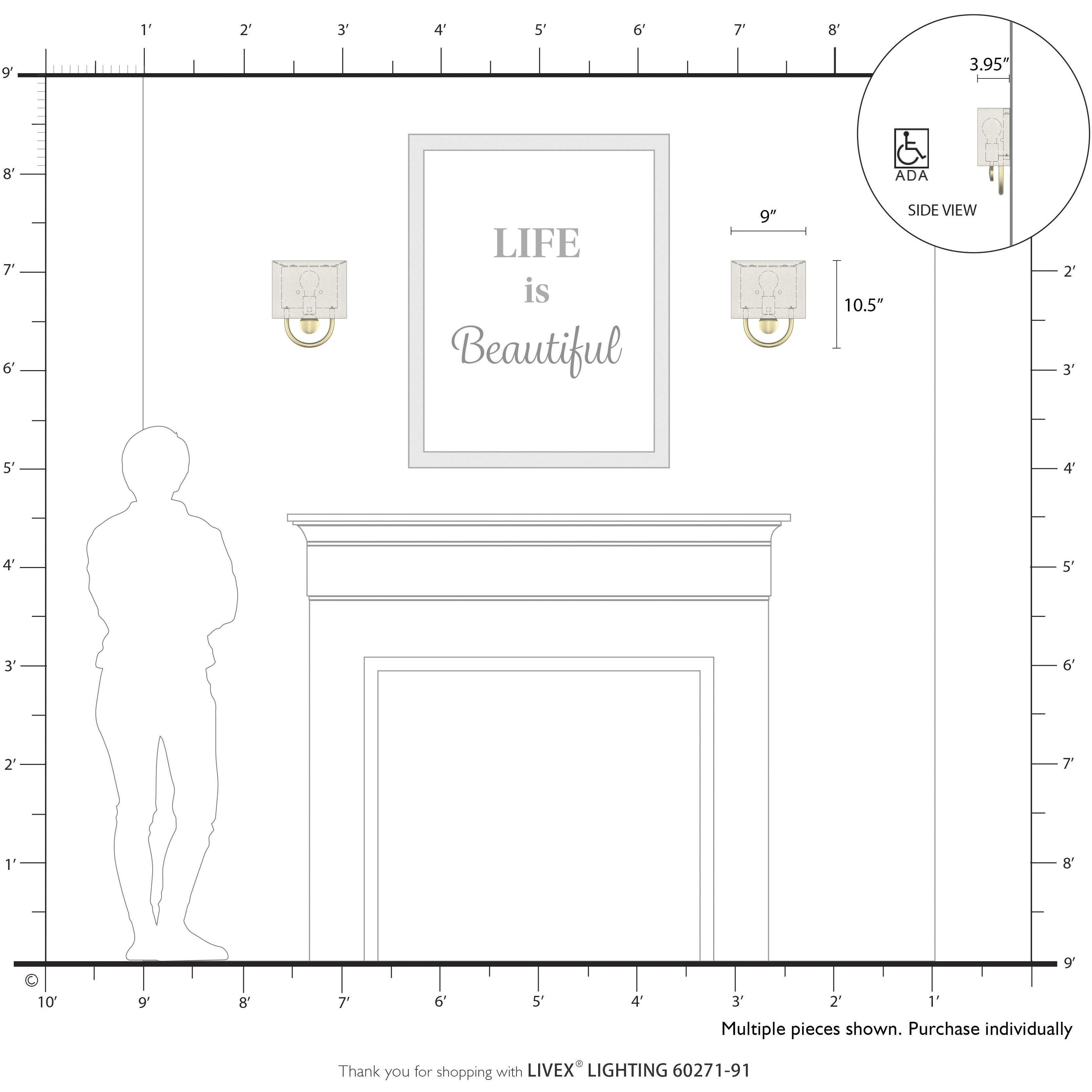 Stratton 1 Light 9 inch Brushed Nickel ADA Wall Sconce Wall Light