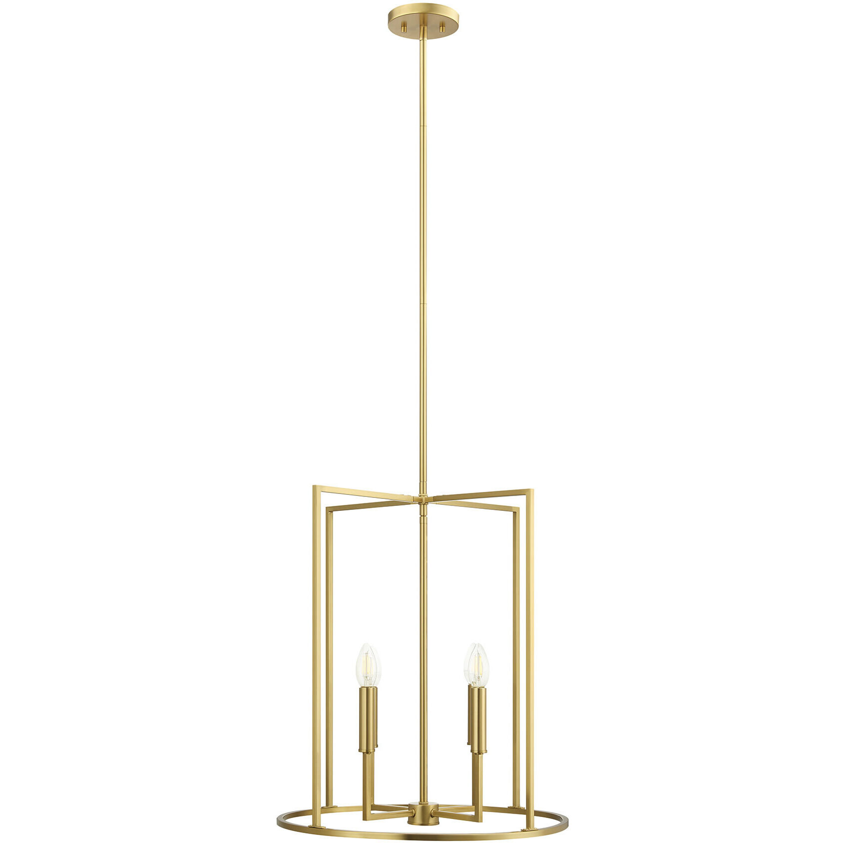 Modern 4 Light 19 inch Natural Brass Pendant Ceiling Light