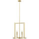 Modern 4 Light 19 inch Natural Brass Pendant Ceiling Light
