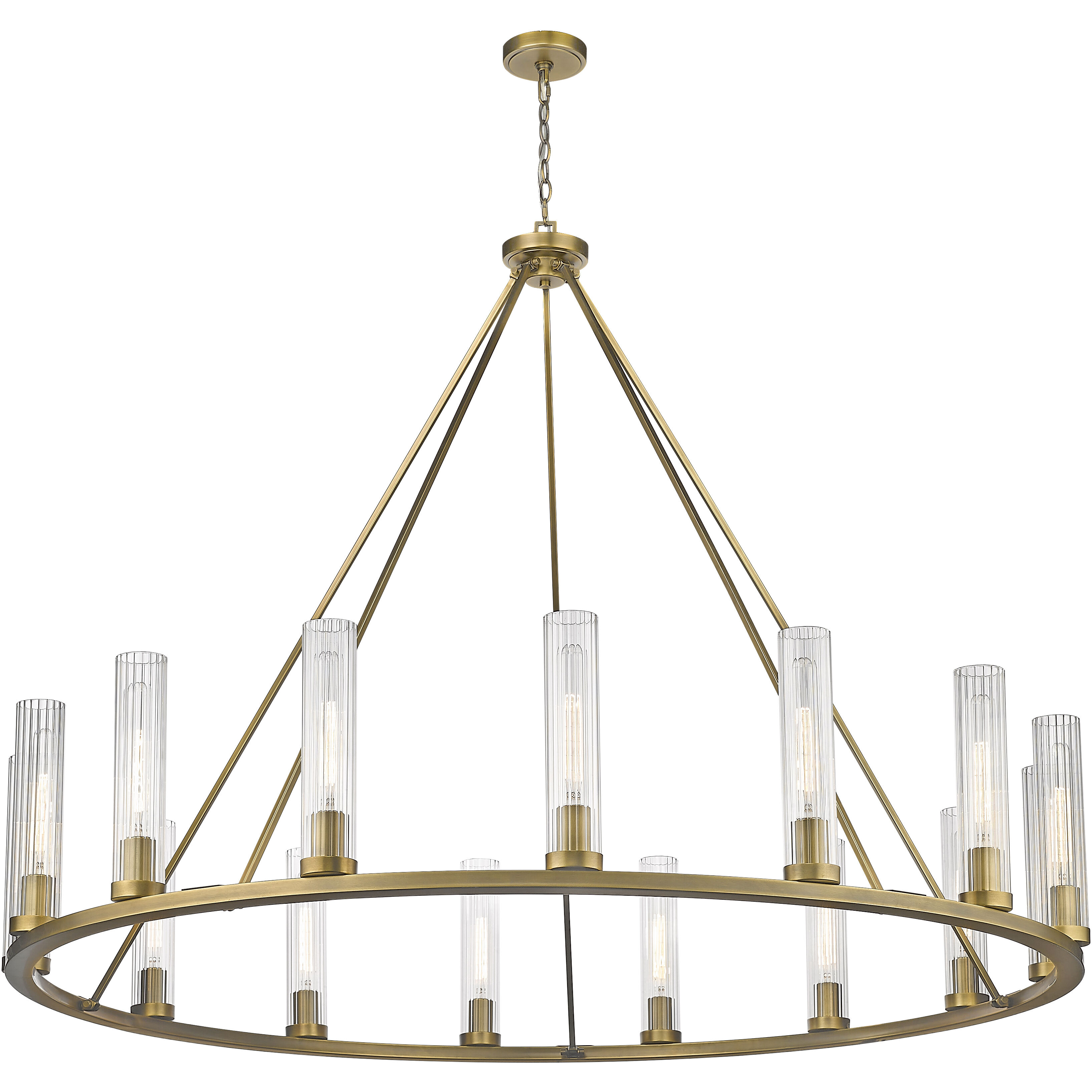 Beau 15 Light 60 inch Rubbed Brass Chandelier Ceiling Light