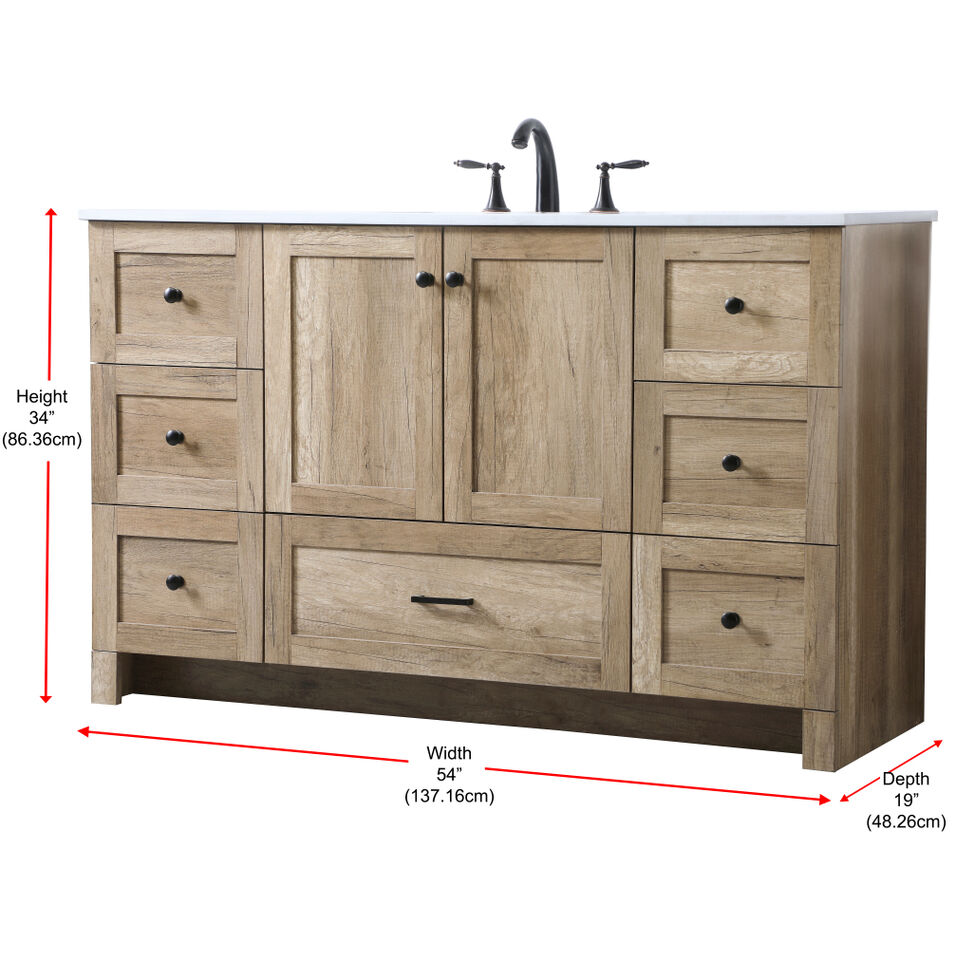Soma 54 X 19 X 34 inch Natural Oak Vanity Sink Set