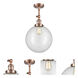 Franklin Restoration XX-Large Beacon LED 12 inch Antique Copper Semi-Flush Mount Ceiling Light in Clear Glass, Franklin Restoration