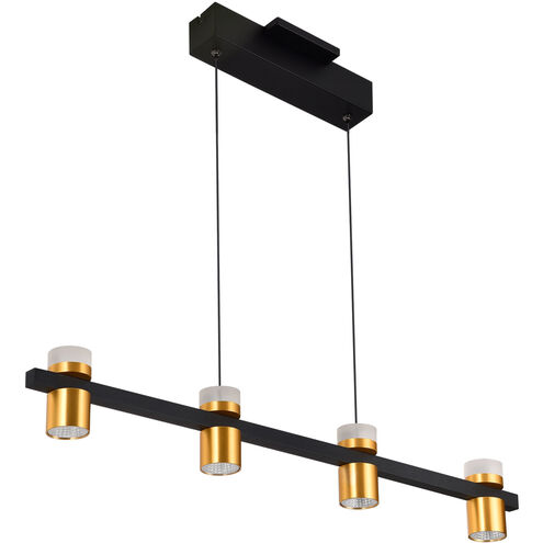 Ferro Series 34 inch Black/Gold Linear Chandelier Ceiling Light, Artisan Collection