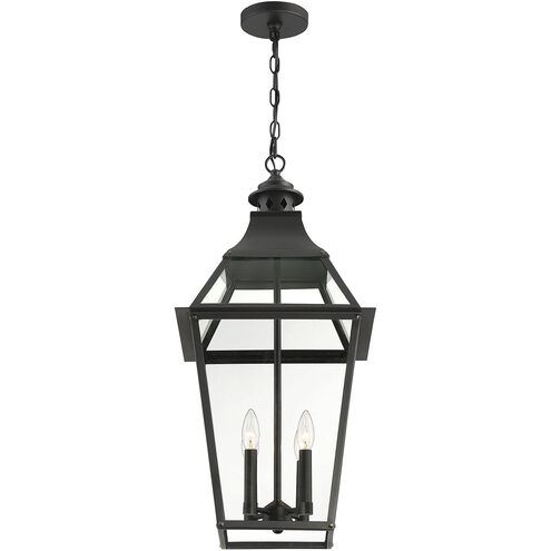 Jackson 4 Light 14 inch Black with Gold Highlights Outdoor Hanging Lantern