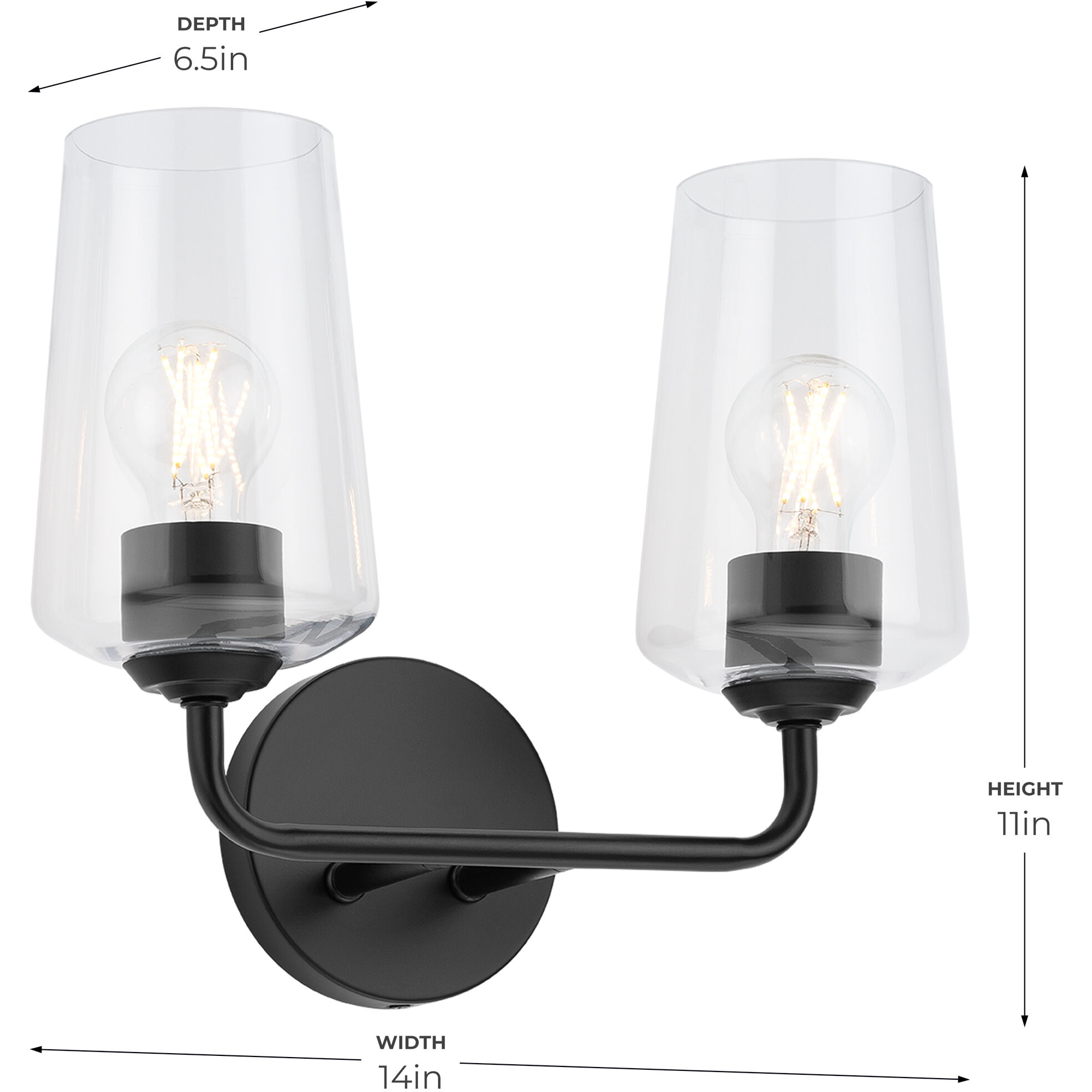 Celino 2 Light 14 inch Black Vanity Light Wall Light