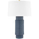 Broderick 26.5 inch 60.00 watt Aged Brass and Grey Blue Reactive Ceramic Table Lamp Portable Light