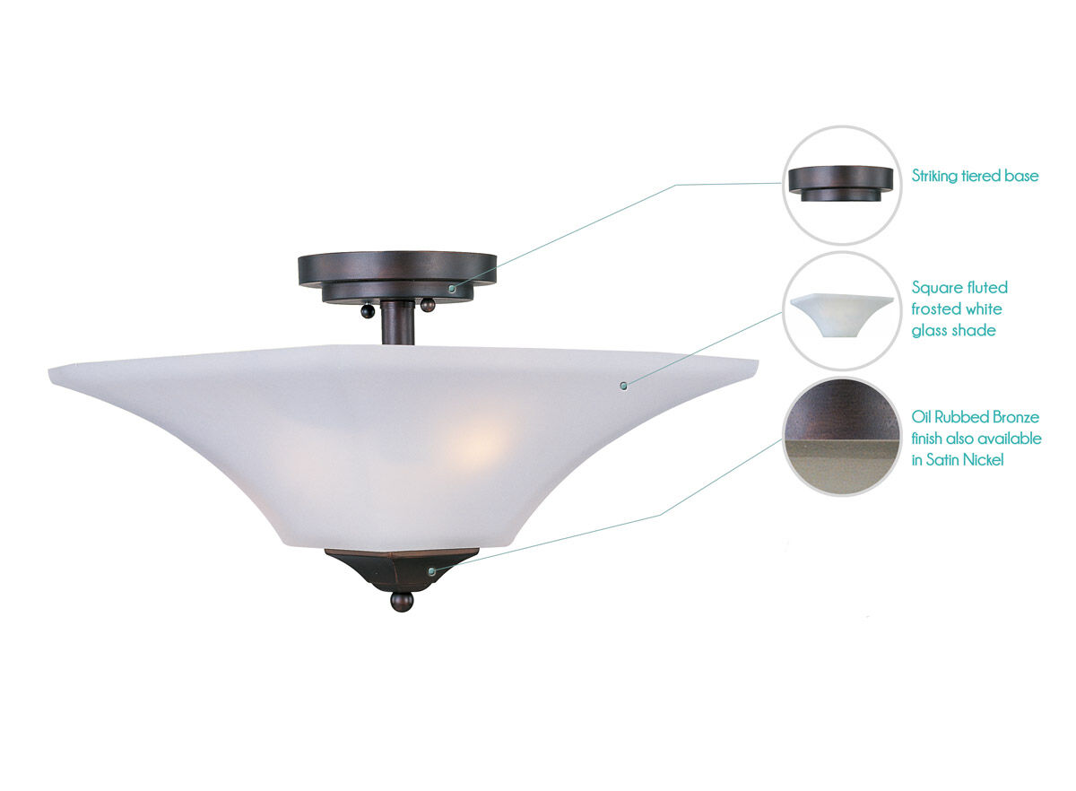 Aurora 2 Light 13 inch Oil Rubbed Bronze Semi Flush Mount Ceiling Light