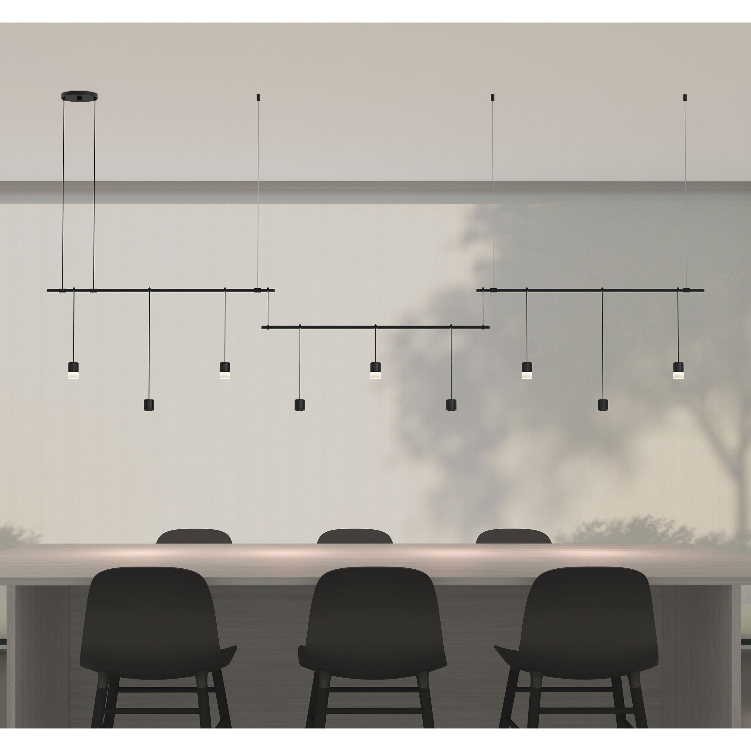 Suspenders LED 104 inch Satin Black Modular Pendant Composition Ceiling Light