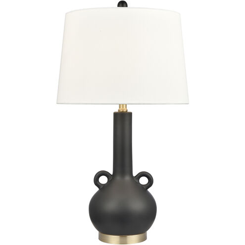Sanderson 27 inch 150.00 watt Matte Black Glazed with Antique Brass Table Lamp Portable Light