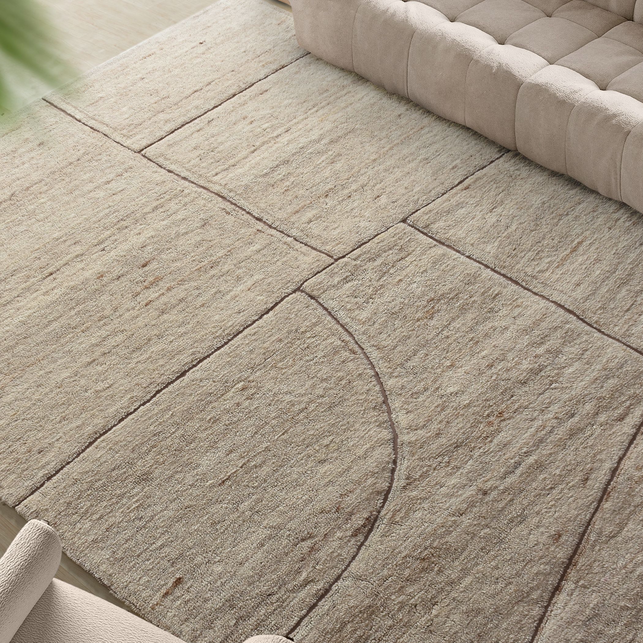 Kenyan 108 X 72 inch Beige and Brown Rug, 6ft x 9ft