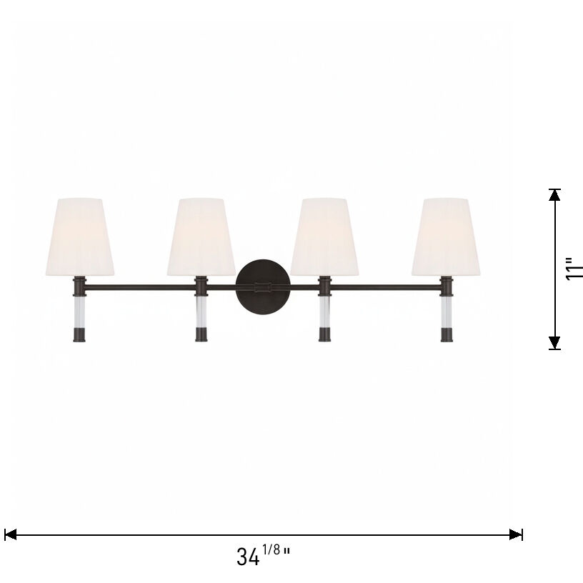 C&M by Chapman & Myers Hanover 4 Light 34.13 inch Aged Iron Bath Vanity Wall Sconce Wall Light