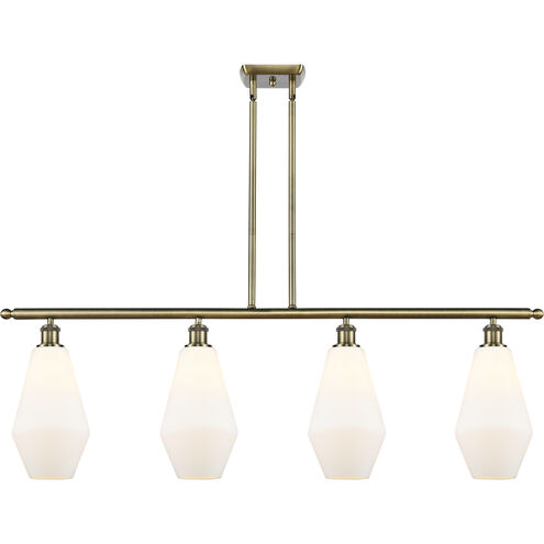 Ballston Cindyrella 4 Light 48 inch Antique Brass Island Light Ceiling Light in Incandescent, Matte White Glass