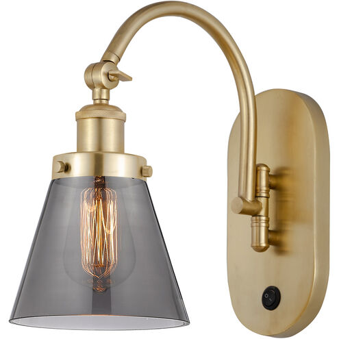 Franklin Restoration Cone LED 6.25 inch Satin Gold Sconce Wall Light in Plated Smoke Glass