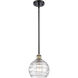 Ballston Deco Swirl LED 8 inch Black Antique Brass Pendant Ceiling Light, Ballston