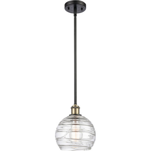 Ballston Deco Swirl LED 8 inch Black Antique Brass Pendant Ceiling Light, Ballston