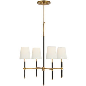 Thomas O'Brien Bryant2 LED 26 inch Hand-Rubbed Antique Brass and Chocolate Leather Wrapped Chandelier Ceiling Light, Small