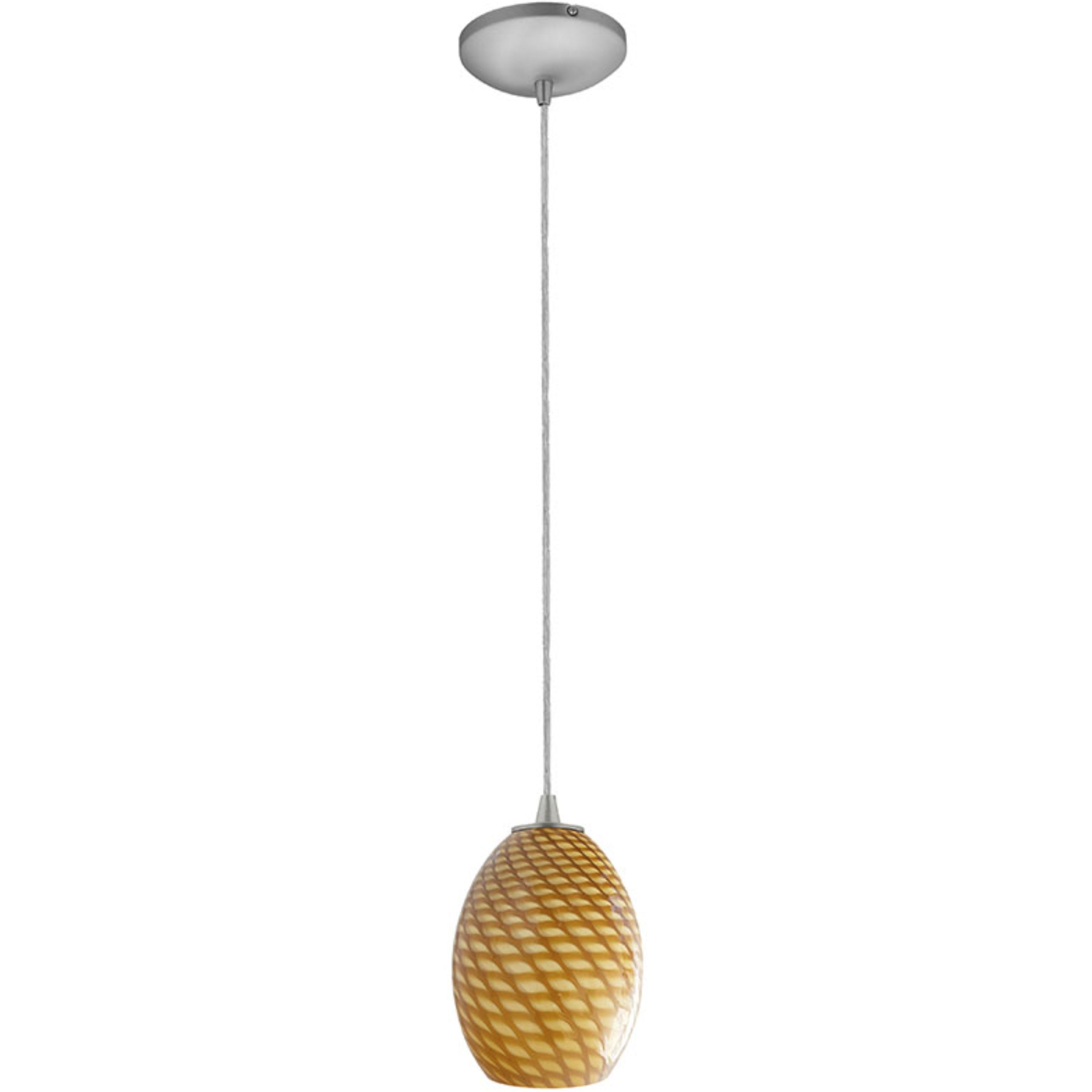 Brandy FireBird LED 6 inch Brushed Steel Pendant Ceiling Light in Amber Firebird
