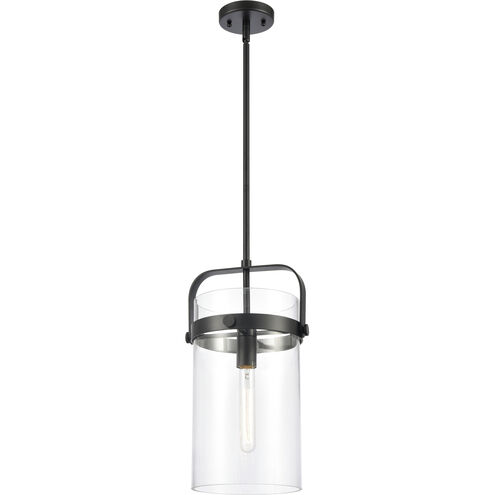 Pilaster 1 Light 9.38 inch Matte Black Pendant Ceiling Light in Clear Glass