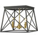 Trestle 3 Light 14 inch Matte Black and Olde Brass Flush Mount Ceiling Light