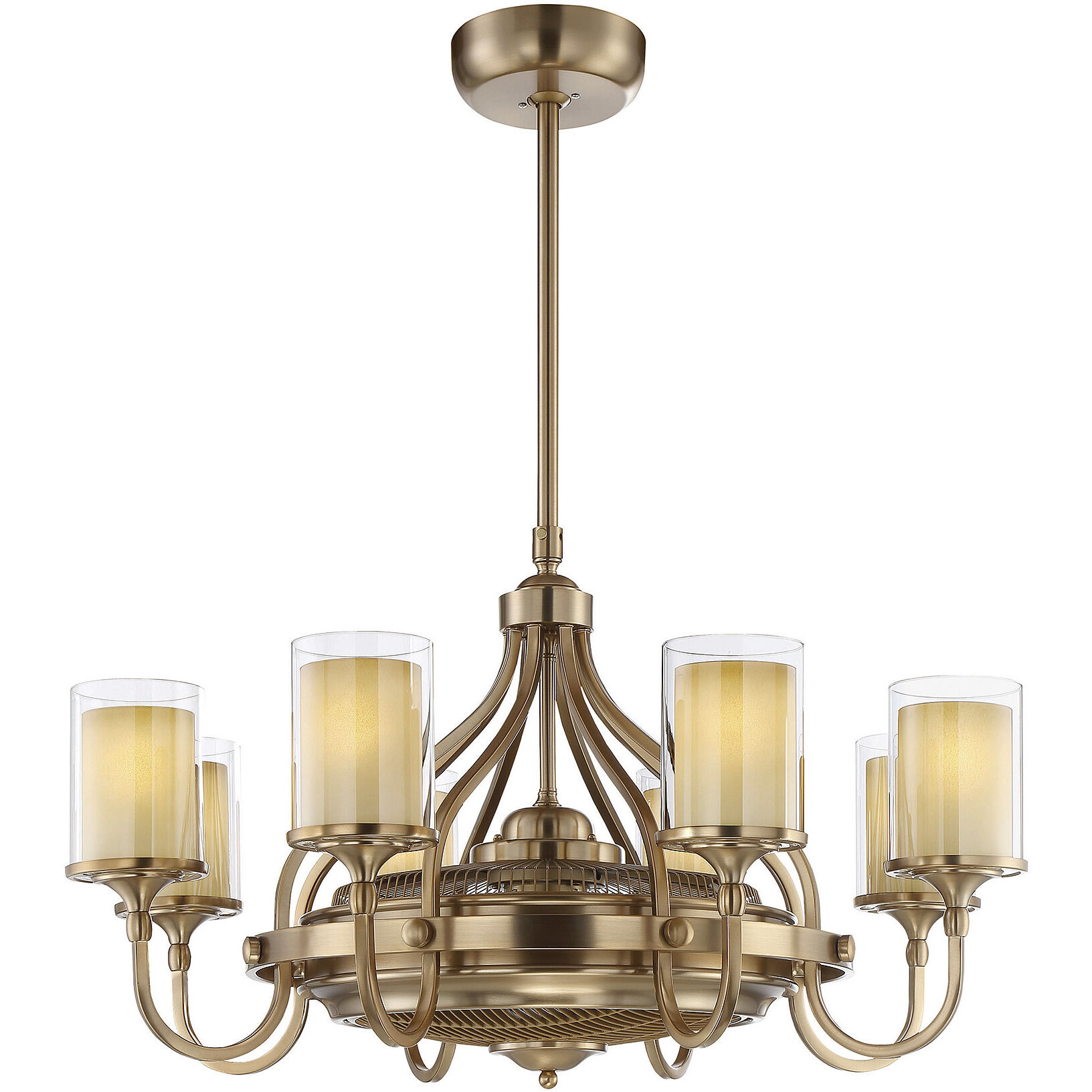 Etesian 14 inch Burnished Russet with Gold Blades Fan D'Lier in Burnished Russett, Air-Ionizing