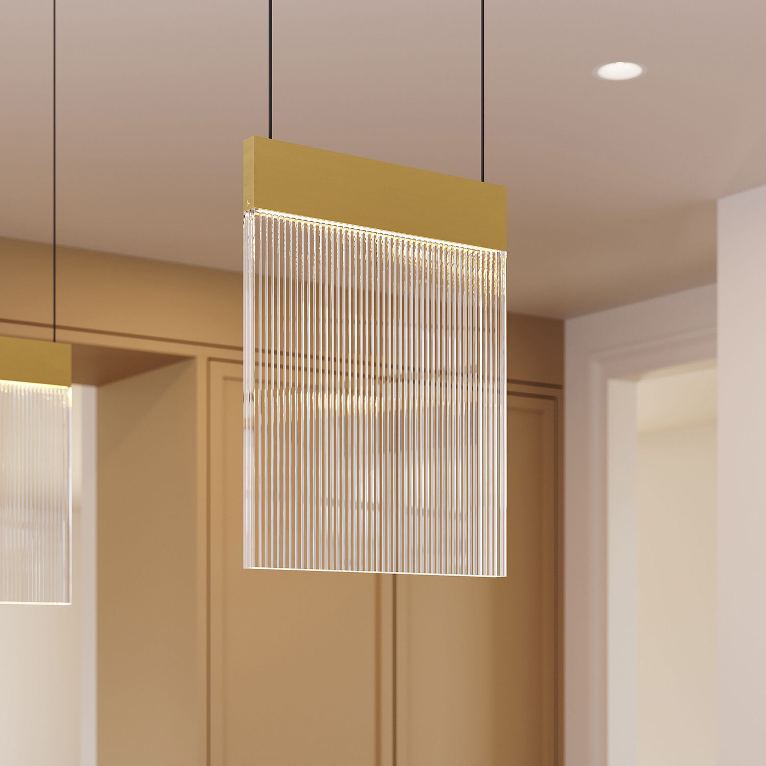 V Panels 1 Light 8.75 inch Brass Pendant Ceiling Light