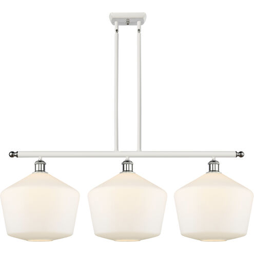 Ballston Cindyrella 3 Light 39 inch White and Polished Chrome Island Light Ceiling Light in Incandescent, Matte White Glass