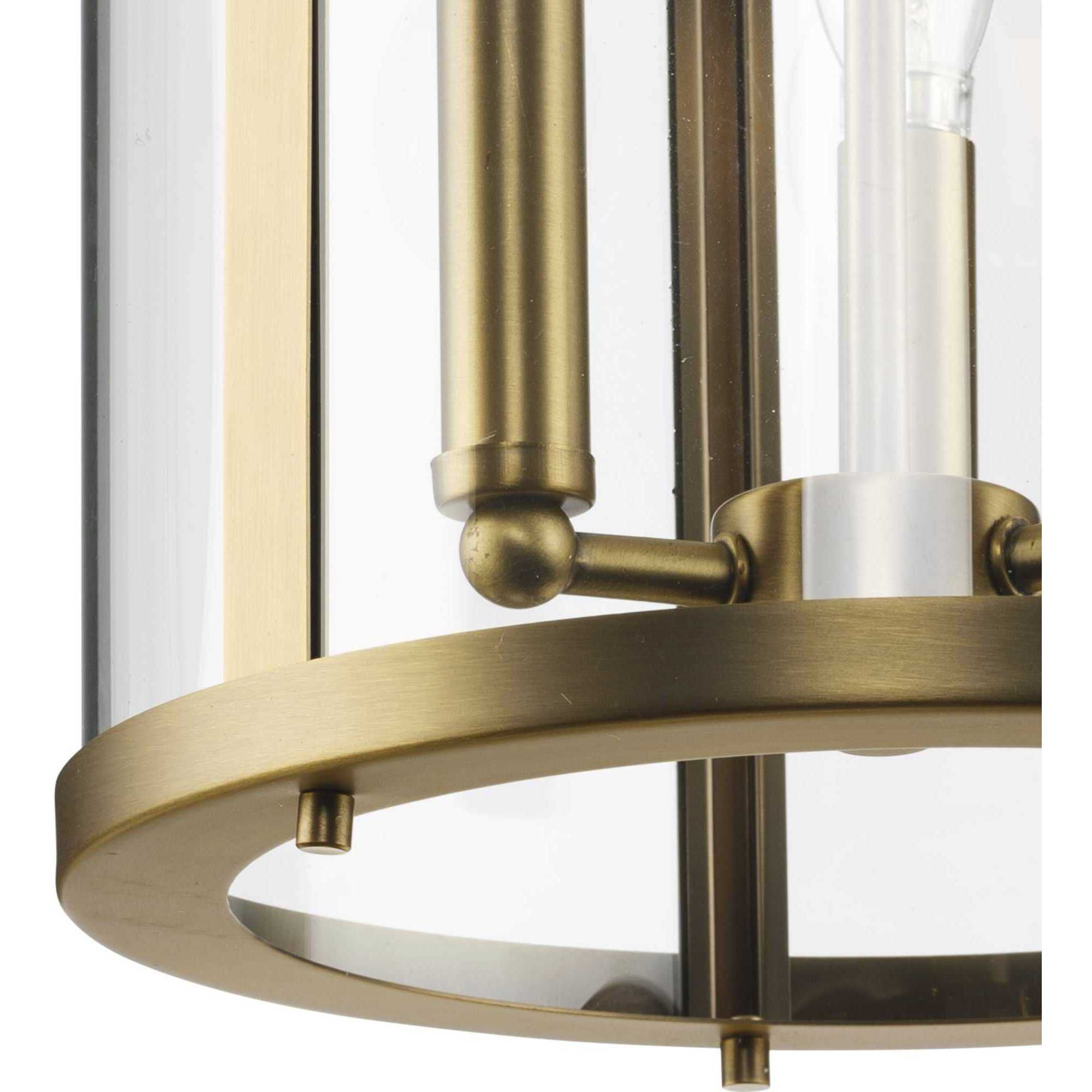 Gilliam 3 Light 10 inch Vintage Brass Foyer Light Ceiling Light