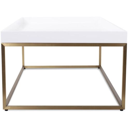 Lyndhurst 47.75 X 18 inch White and Brass Coffee Table