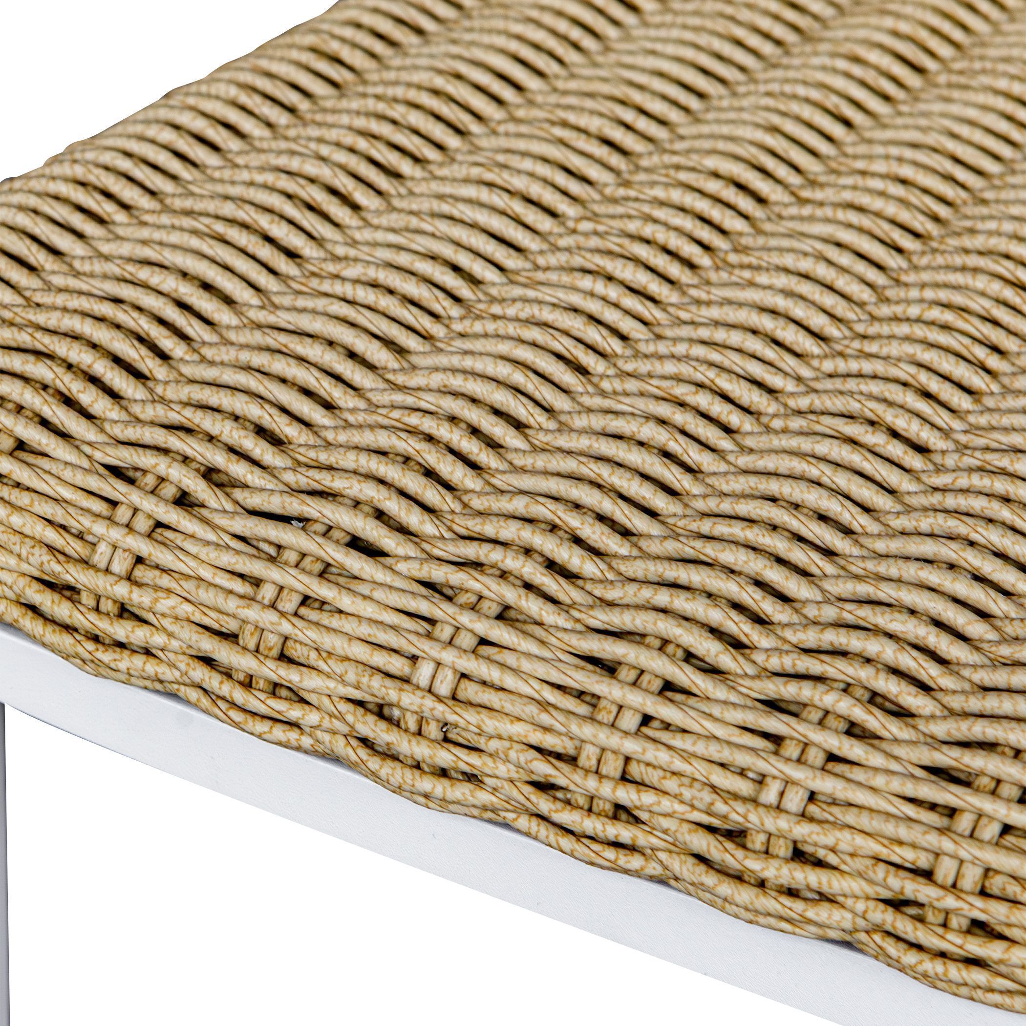 Calbas 42.25 inch White and Honey Outdoor Bar Stool