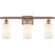 Ballston Clymer 3 Light 26 inch Antique Copper Bath Vanity Light Wall Light in Matte White Glass, Ballston