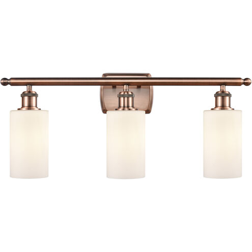 Ballston Clymer LED 26 inch Antique Copper Bath Vanity Light Wall Light in Matte White Glass, Ballston