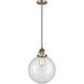 Franklin Restoration Beacon 1 Light 10 inch Brushed Brass Mini Pendant Ceiling Light in Incandescent, Clear