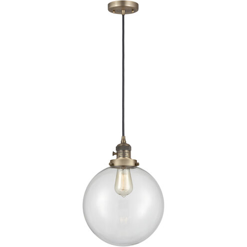 Franklin Restoration Beacon 1 Light 10 inch Brushed Brass Mini Pendant Ceiling Light in Incandescent, Clear