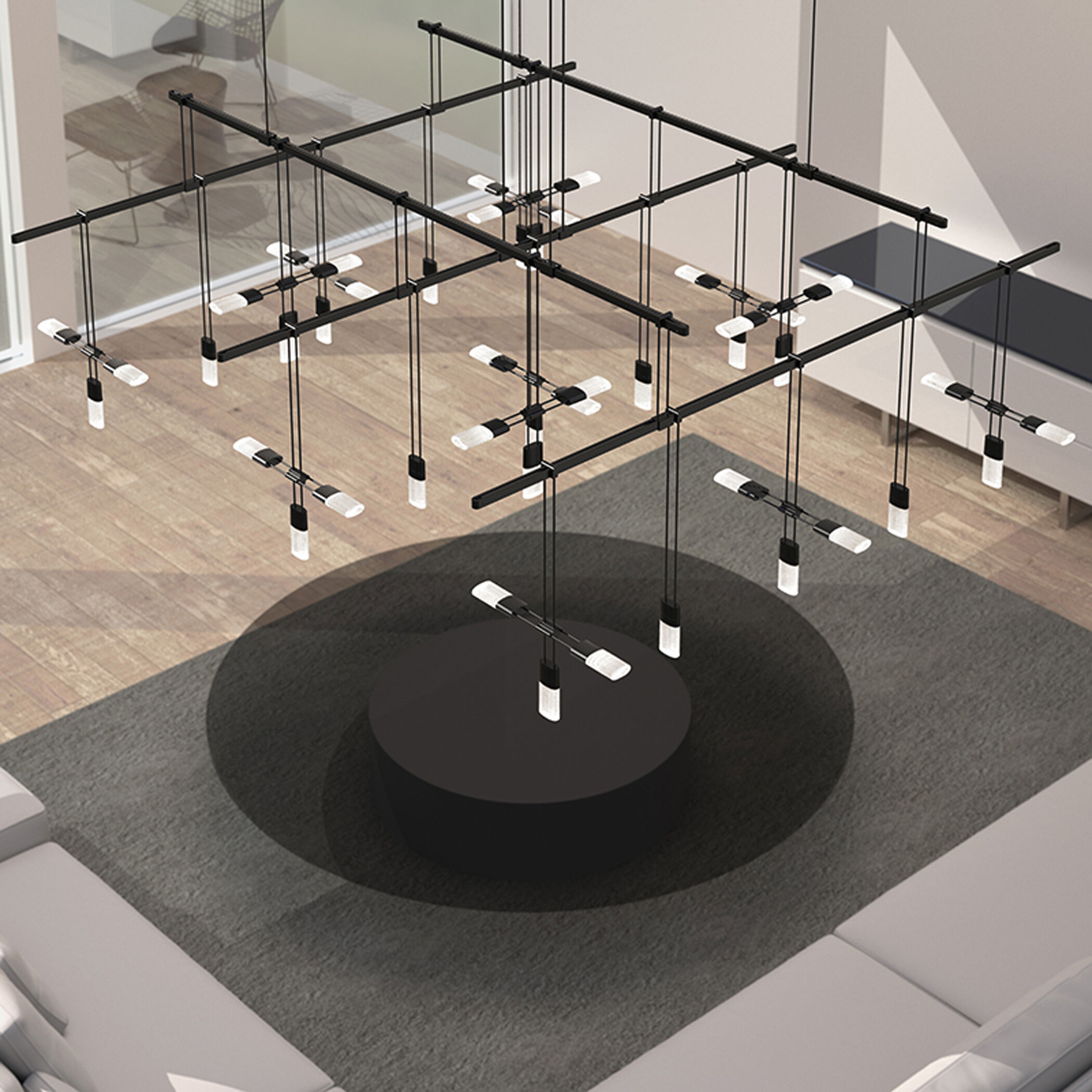 Suspenders LED 58 inch Satin Black Pendant Ceiling Light