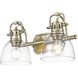 Yep Duncan Vanity Wall Light in Aged Brass, Clear Glass