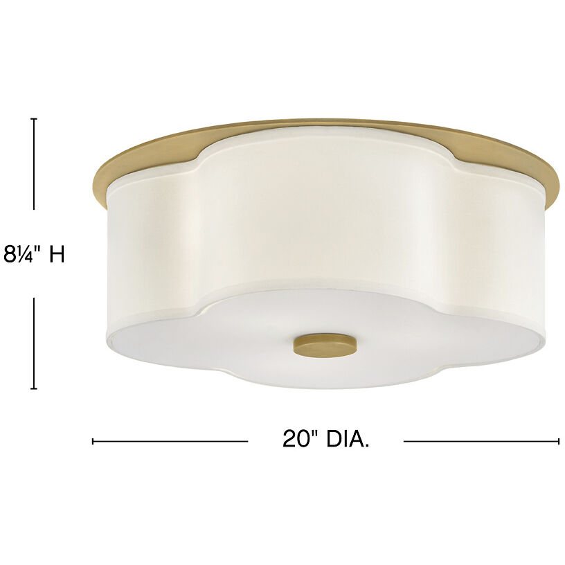 Delaney 3 Light 20 inch Heritage Brass Flush Mount Ceiling Light