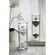 Modern White and Clear and Polished Silver Hourglass