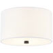 Textile Collection 2 Light 11 inch Matte Black Flush Mount Ceiling Light in White, Classic Family