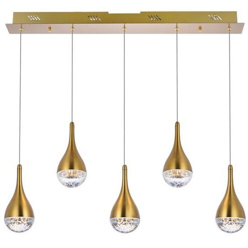 Amherst 5 Light 34 inch Satin Gold Linear Pendant Ceiling Light