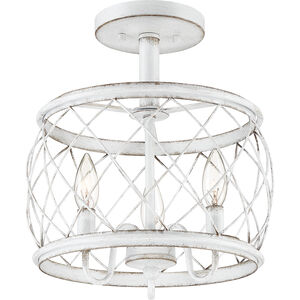 Dury 3 Light 12 inch Antique White Semi-Flushmount Ceiling Light, Small