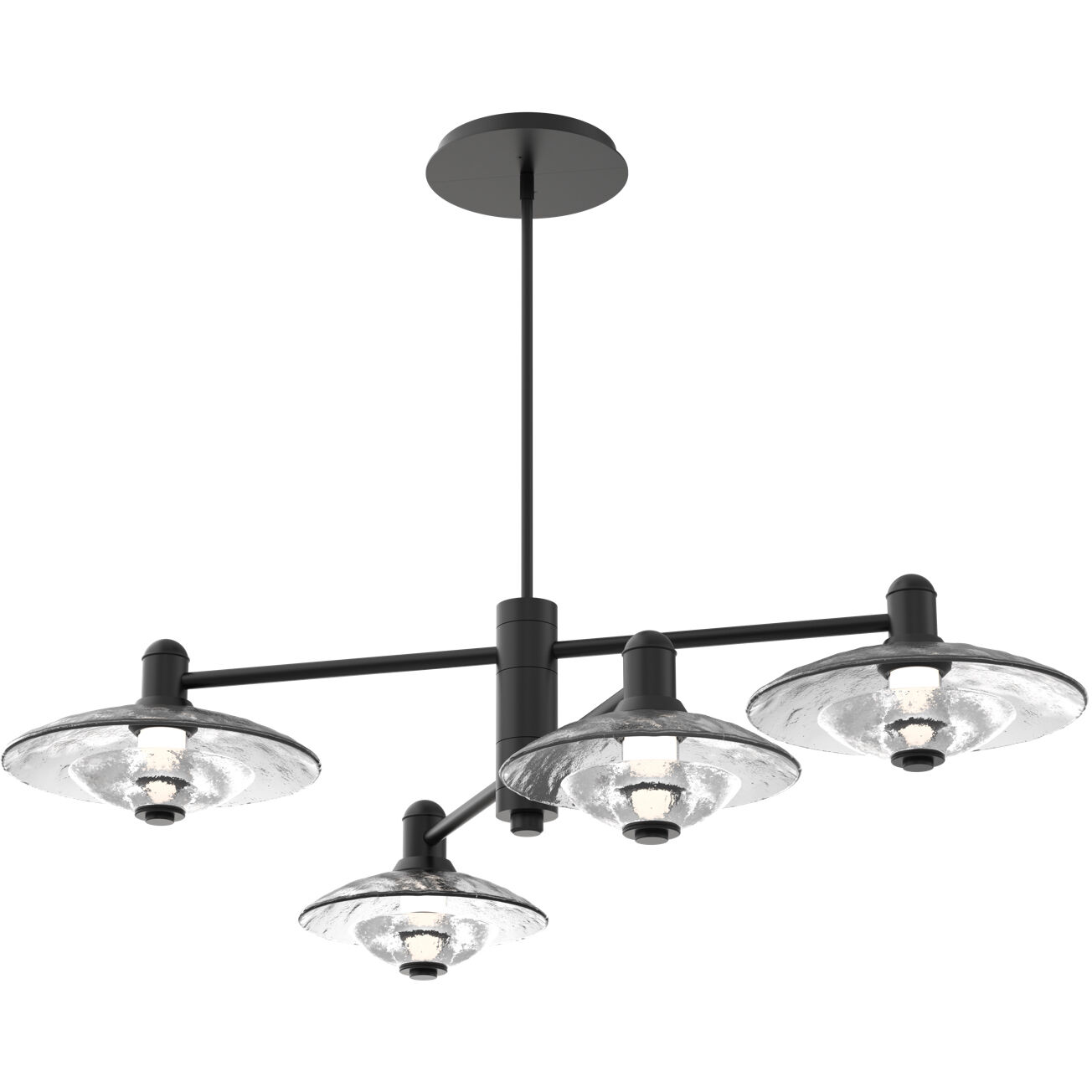 Atmosphere Cirrus LED Matte Black Mobile Chandelier Ceiling Light in 3000K LED, Clear Granite