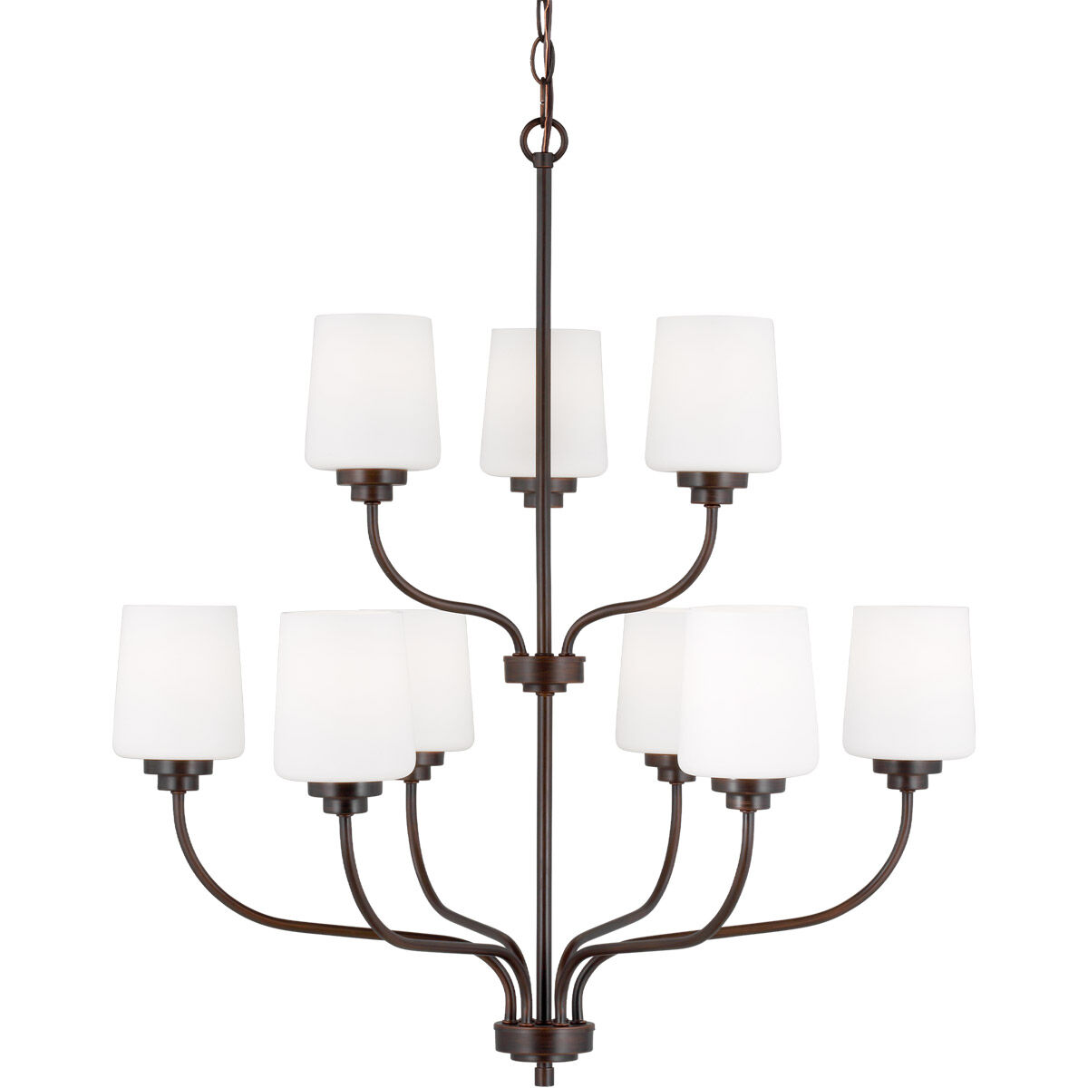 Windom 9 Light 28 inch Bronze Chandelier Ceiling Light in Burnt Sienna
