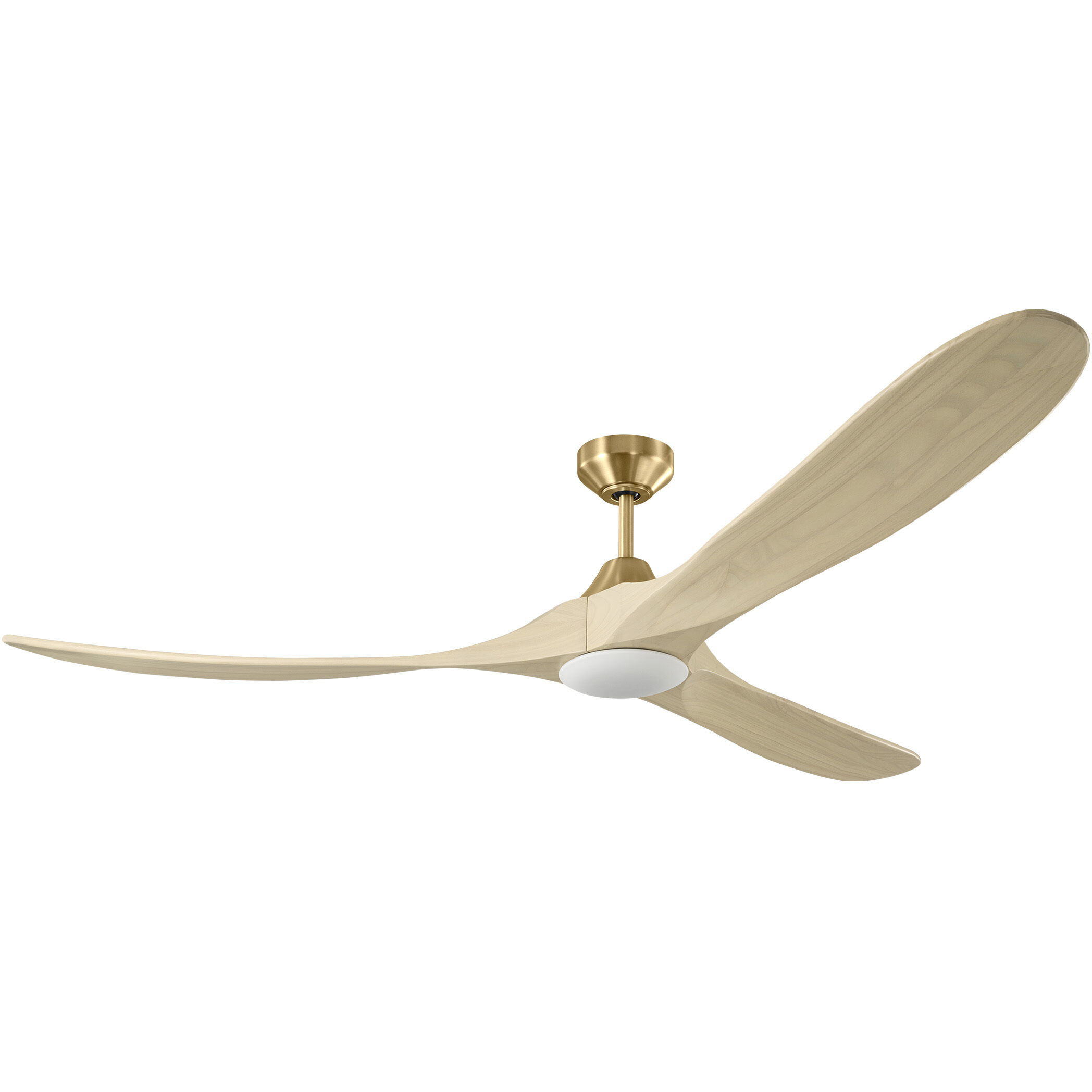 Maverick 70 inch Burnished Brass with Washed White Oak Blades Indoor/Outdoor Smart Ceiling Fan in Included