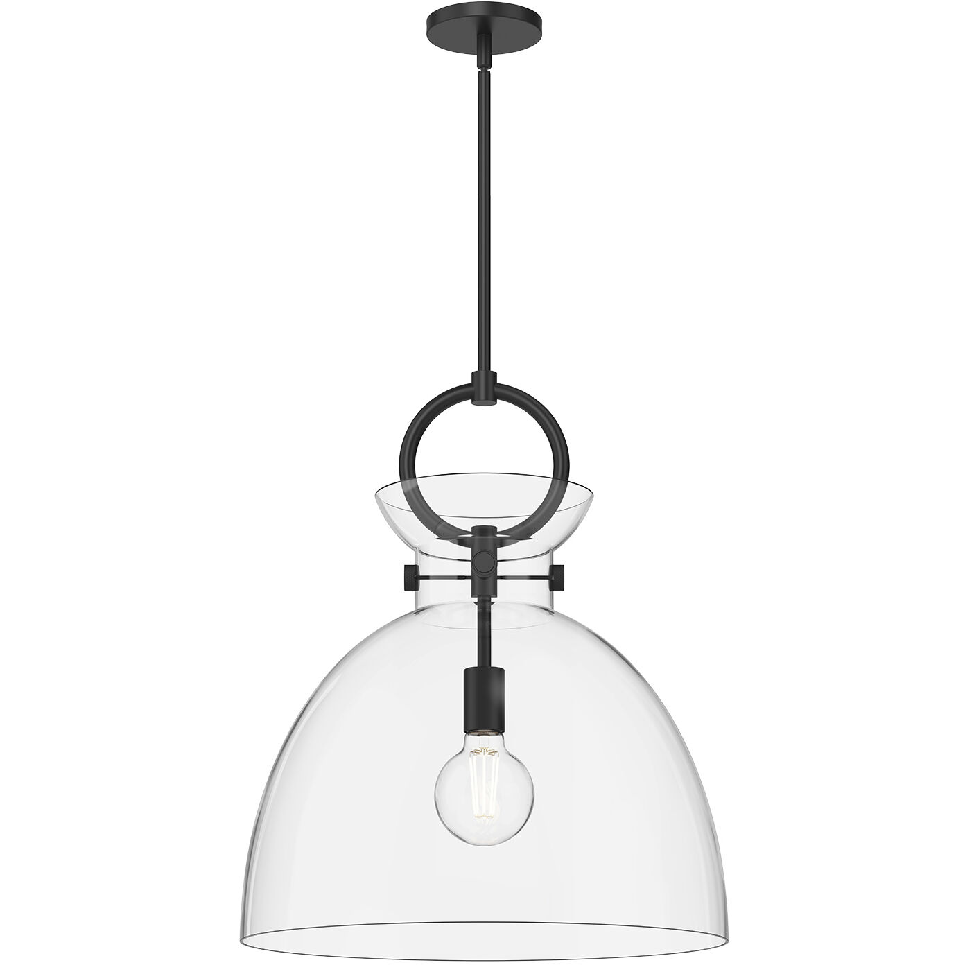 Alora Mood Waldo Pendant Ceiling Light in Matte Black, Clear Glass