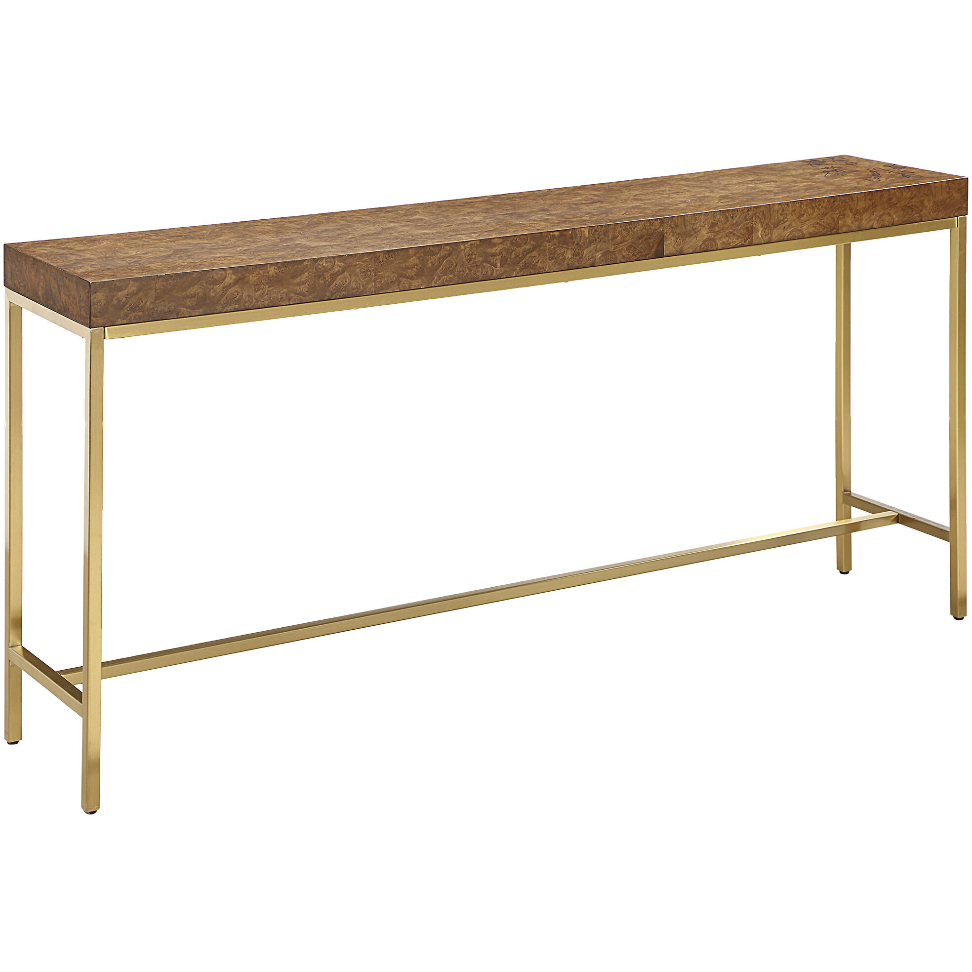 Moran 60 inch Burl Veneer and Gold Console Table