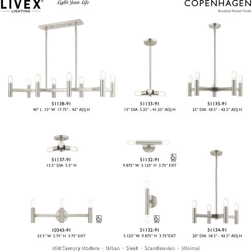 Copenhagen 3 Light 24 inch Brushed Nickel ADA Bath Vanity Wall Light