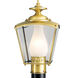 BrassGUARD 1 Light 15 inch Polished Brass Outdoor Post Lantern