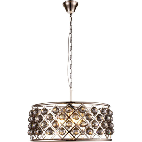 Madison 6 Light 25 inch Polished Nickel Pendant Ceiling Light in Silver Shade, Faceted Royal Cut, Urban Classic